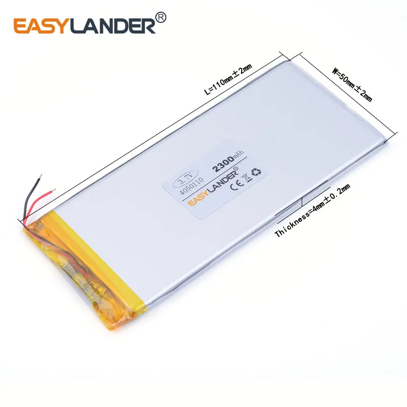 10pcs /Lot 4050110 2300MAH 3.7v lithium Li ion polymer rechargeable battery For MP5 Speaker E-book tablet pc power bank PAD PSP