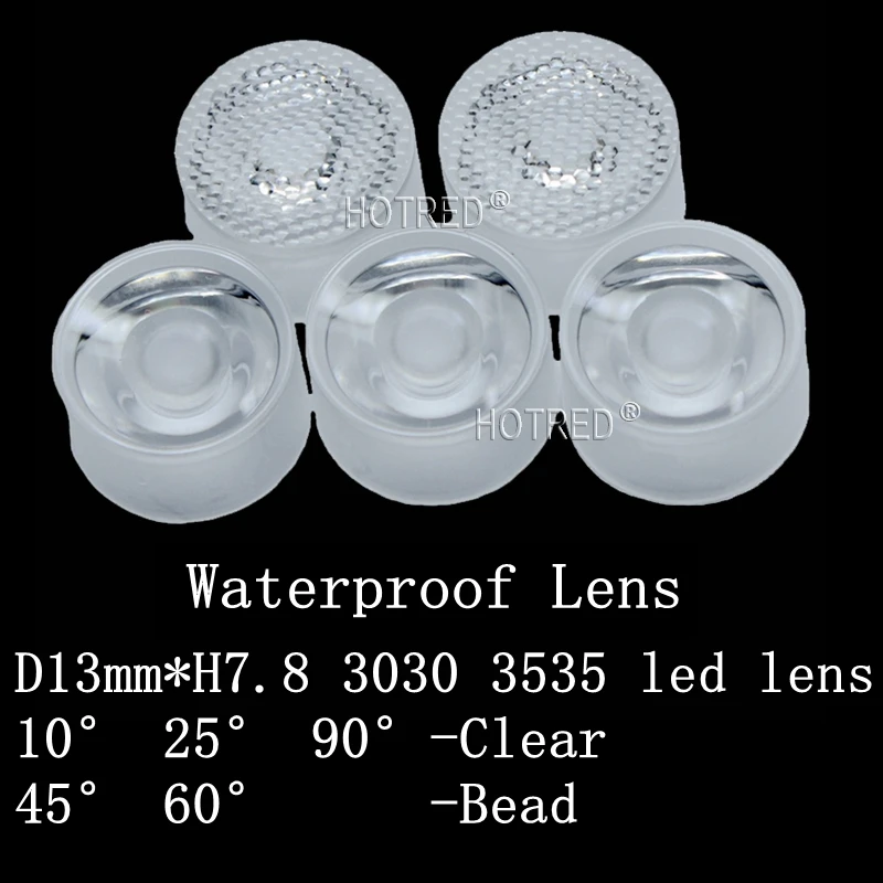 LED Lens 13mm 3535 3030 XPE XPE2 XPG XPG2 XTE Epiled/Semiled 3535 waterproof 3030 Chip Diode Clear Bead Surface Integrated lens