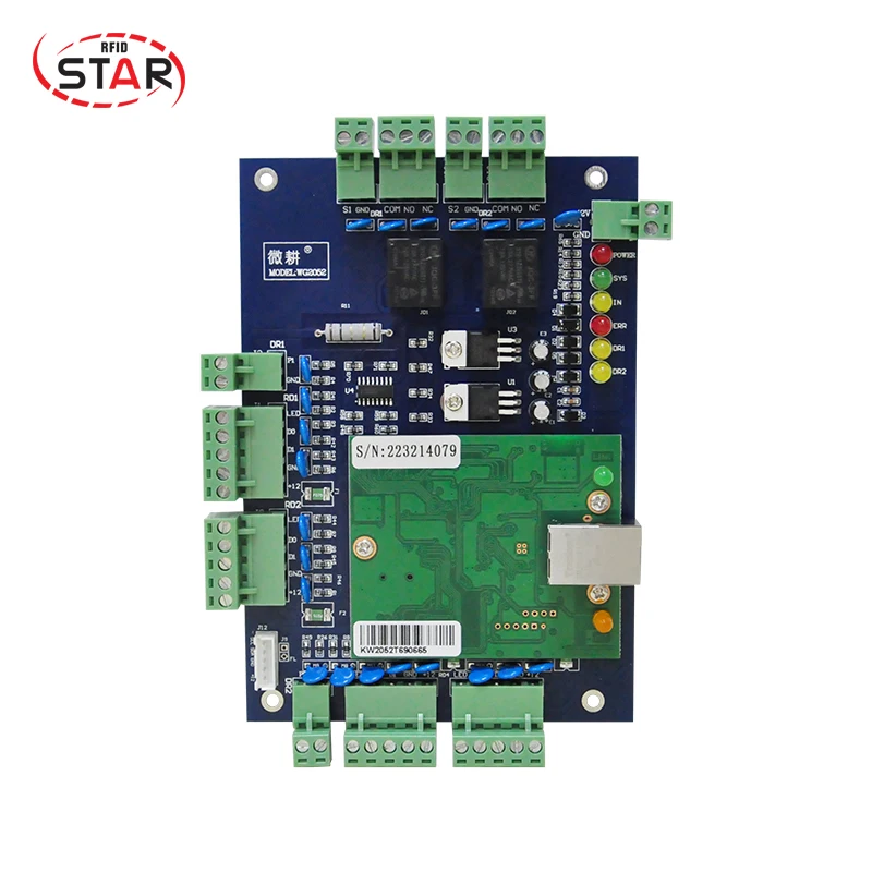 

free shipping door RFID access control system RFID TCP/IP Two Door Access Control Board Green Board TCP/IP+Free English Software