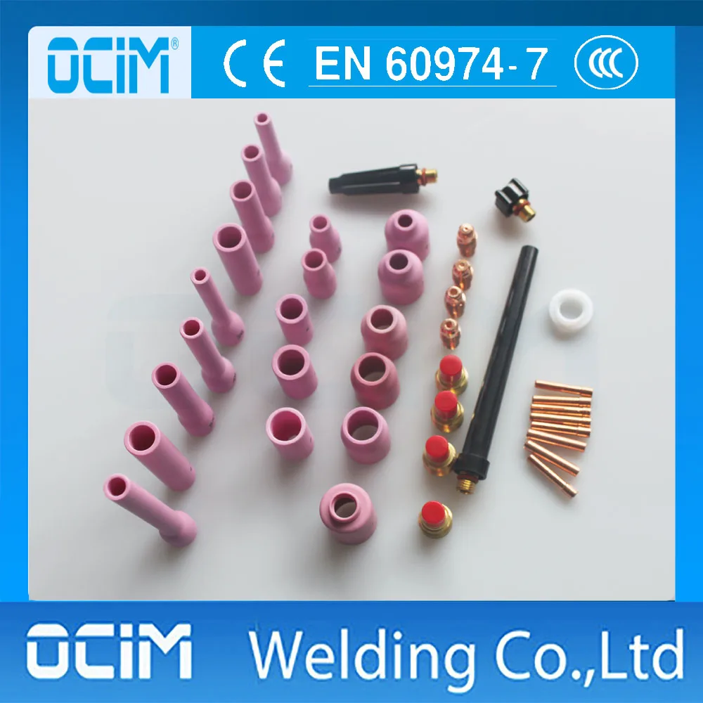 40pcs TIG Torches  Kit  Long Alumina Nozzle Back Cap Collet Body Fit TIG Welding Gun SR WP9 20 25