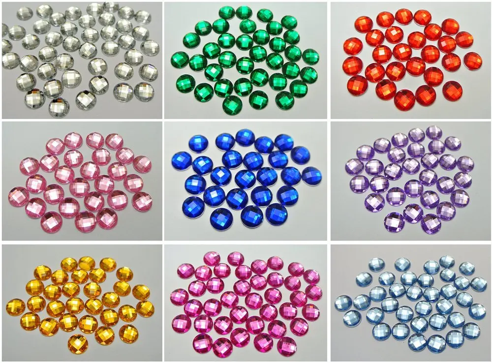 

250 Mixed Colour Acrylic Flatback Faceted Round Rhinestone 8mm No Hole fashion DIY decorative accessories