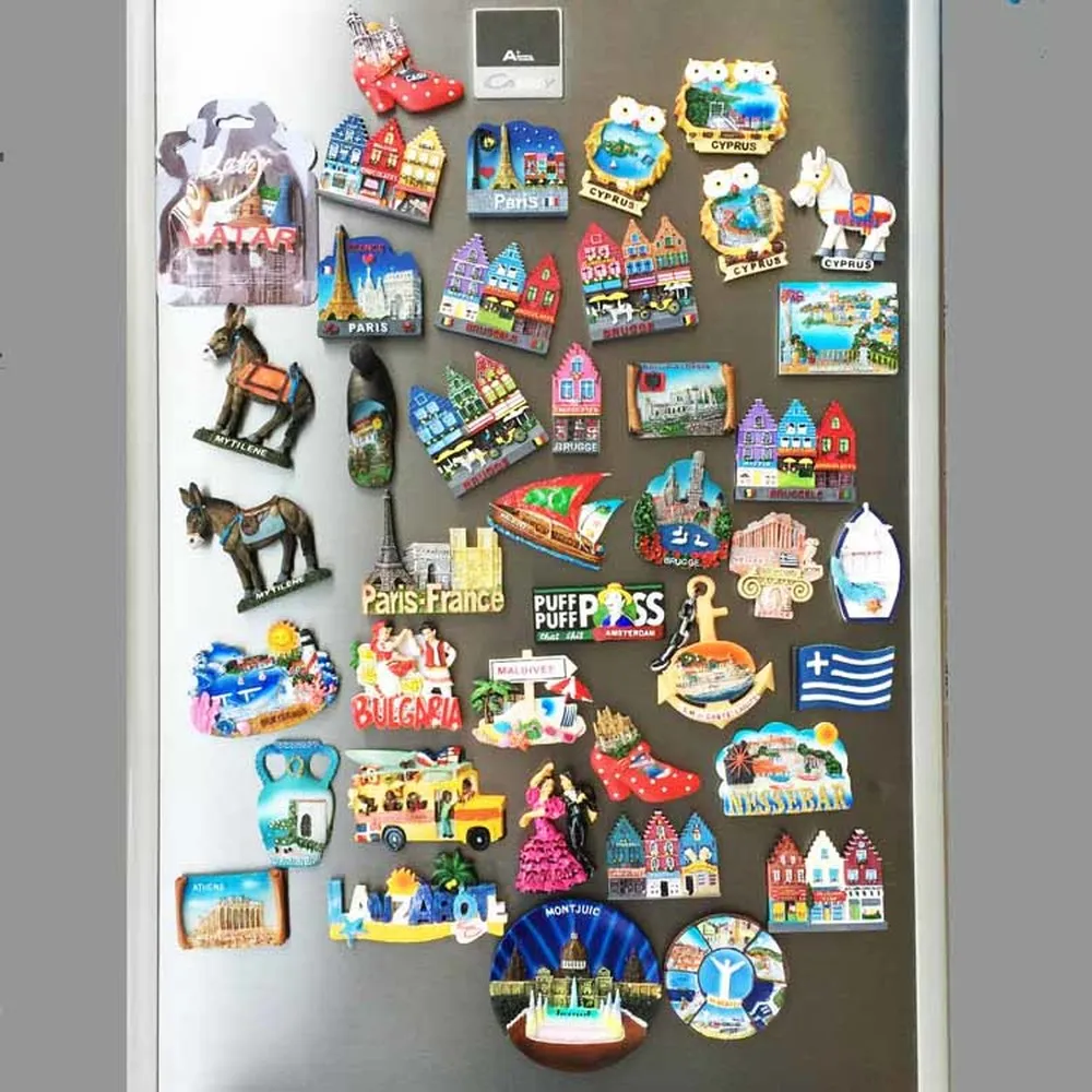 BABELEMI Dominica Albania Cyprus Paris Belgium Bruges Greece Italy Spain 3D Fridge Magnet Souvenir Refrigerator Magnetic Sticker