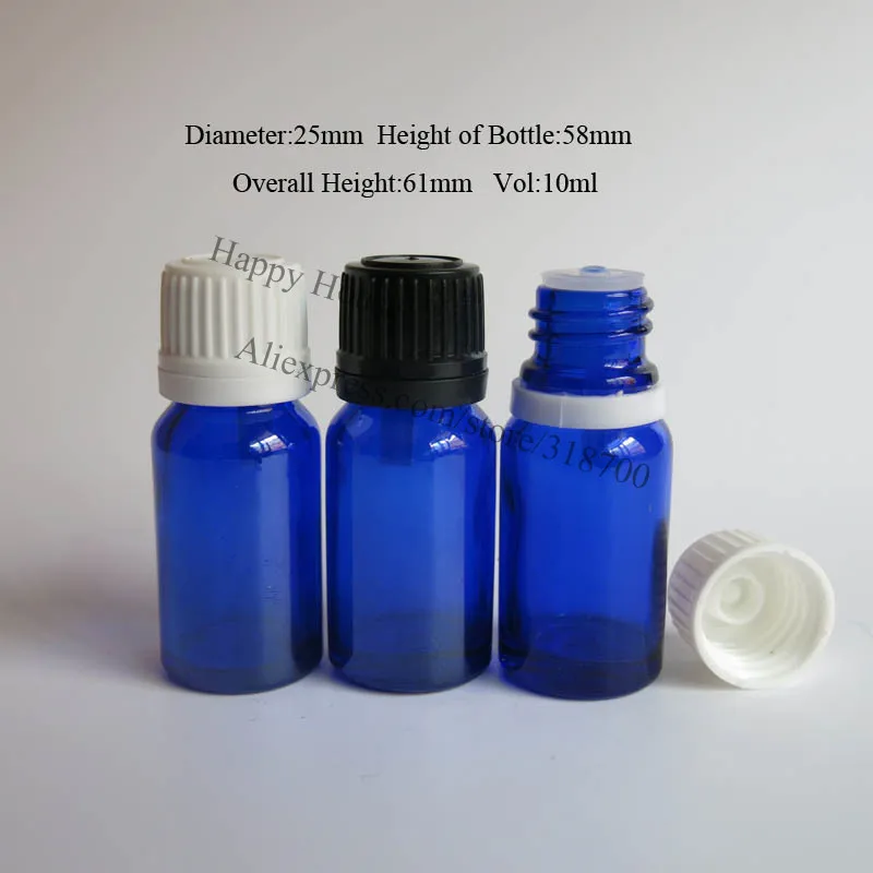 360 x 10ml Cobalt Blue Glass Essential Oil Bottle, 10cc  Glass Essential Oil Bottle With Tamper Evident Cap