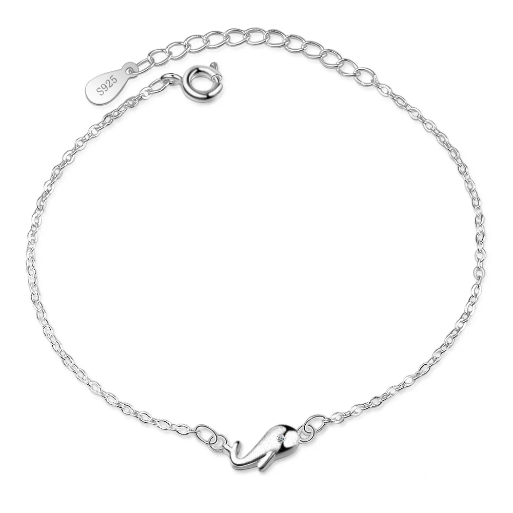 New Arrival  silver color Cute Whale Lace up Chain Link Bracelet for Women with S stamp colot Jewelry Gift