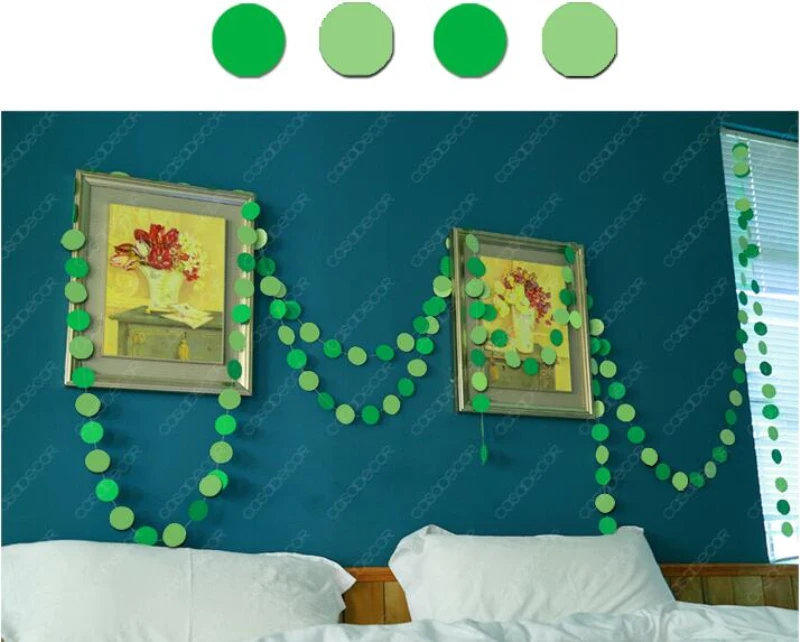 4M Creative Multicolor Circle Dot Paper Garland Banners Pink Green Round Shape Banner Decorating Wedding Party DIY Home Decor