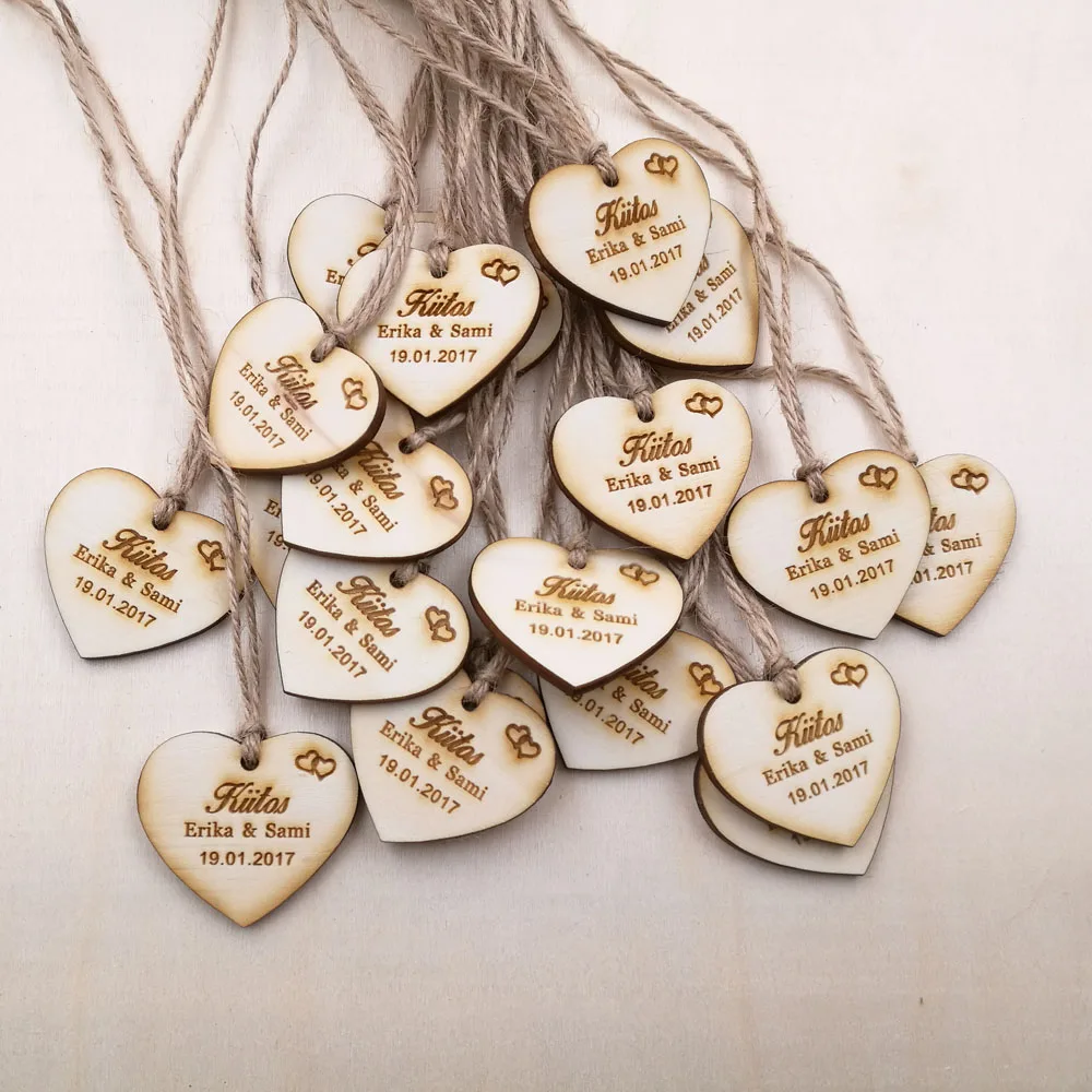 Custom save the date Wooden Tags,Personalized wedding favor tags, rustic Bridal Shower Favor Tags wooden heart wedding tags