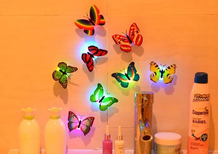 7 Color Changing Butterfly Night LED Lighting Lights Lamp Christmas Party Lights bedroom indoor Decor Halloween Decoration