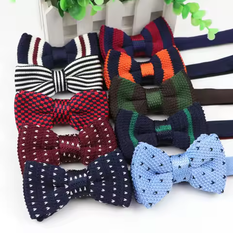Kid Neck Ties Tuxedo Knitted Bowtie Children Bow Tie Thick One Deck Pre Tied Adjustable Knitting Casual Ties
