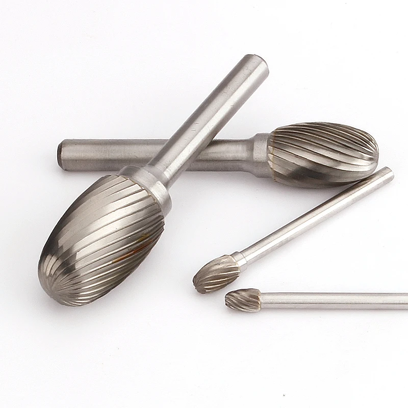 Oval Type Carbide Tungsten Steel 1pcs Rotating Rake Single Slot Grinding Head E-shaped Metal Woodworking Wood Carving Tool