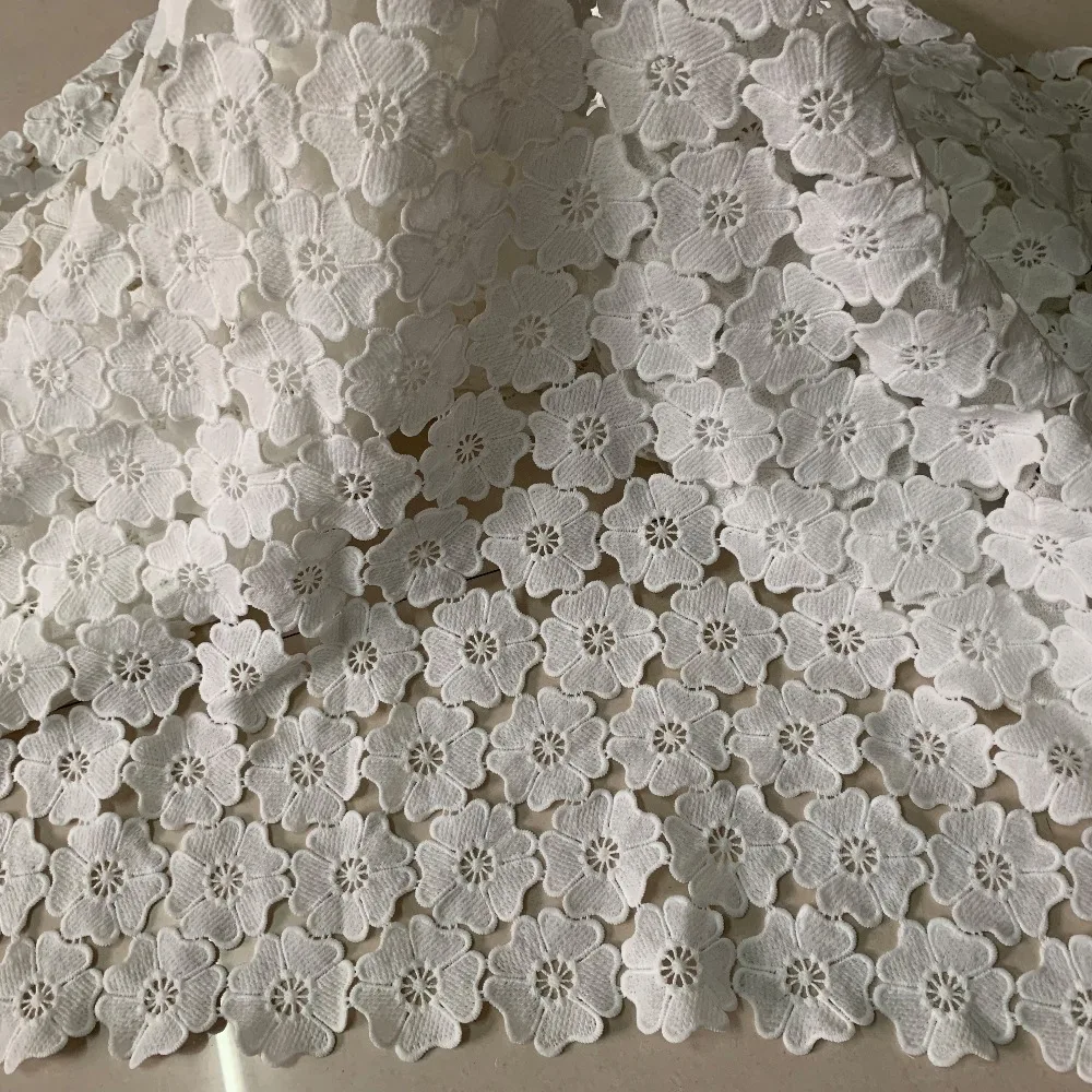 2yards Latest White African Cord Lace Fabric 2019 High Quality French Guipure Lace Fabric For Nigerian Women Wedding Dress