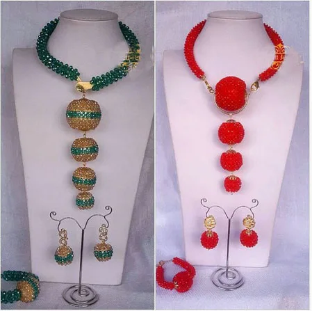 Red African Beads New Red Jewelry Sets for Women for Wedding Indian Crystal Bridal Necklace Earrings Set Birthday GifABH544