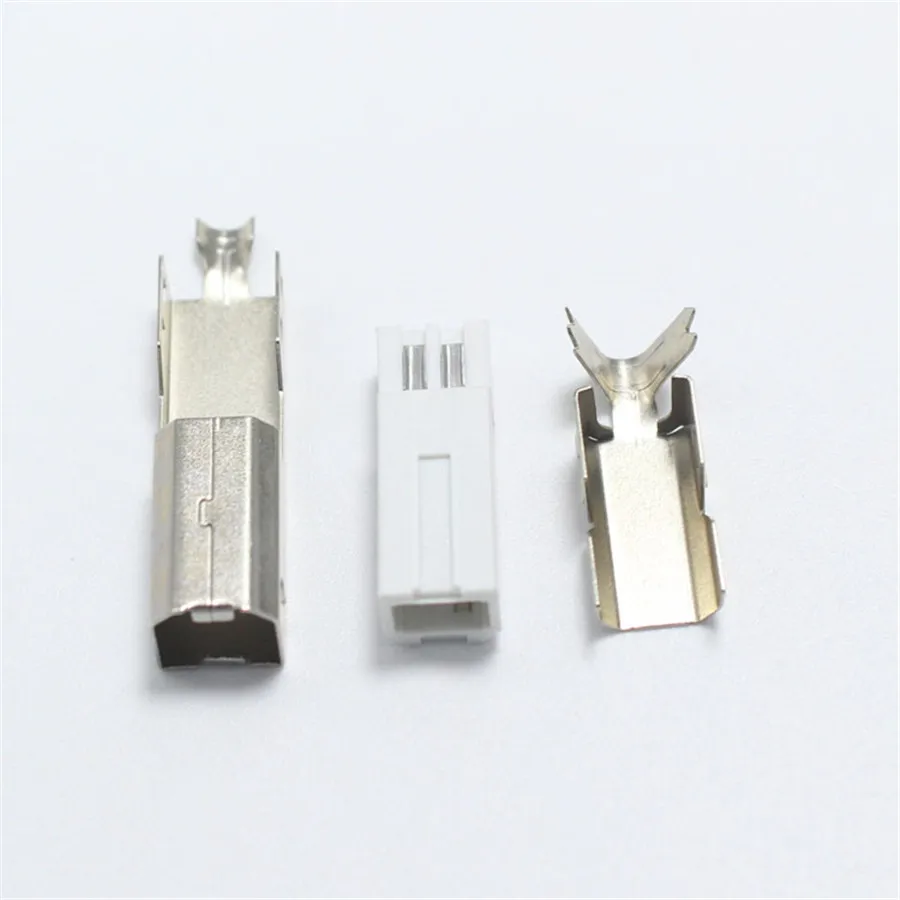 2set USB Male Plug 3 in 1 Nickel Plated USB Connector Welded Repair DIY Parts for Printer Data Line