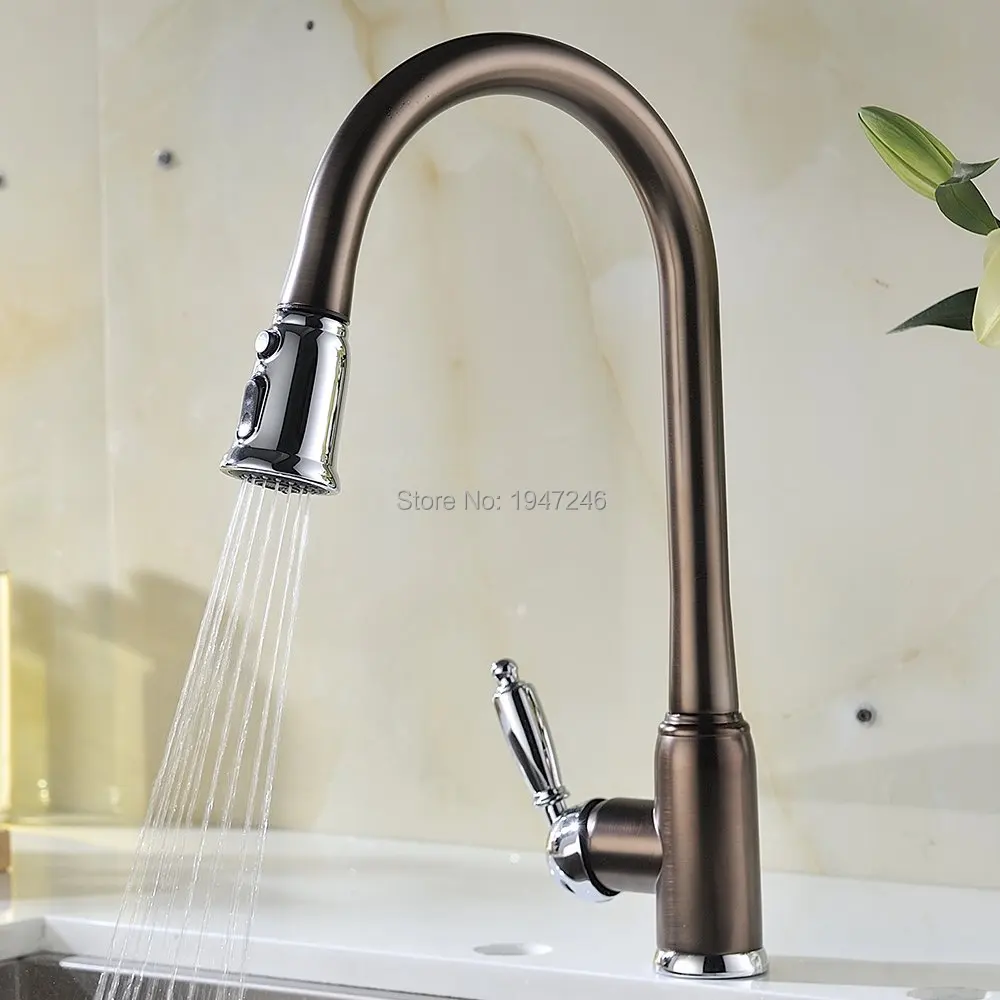 High Arc Pull Down Kitchen Sink Faucet Pull Out Brass Bar Faucets With 3 Function Spray Head Ceramic Cartridge Ensure Drip Free