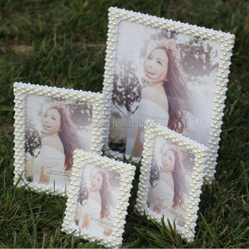 20pcs European Pearl Diamond Decoration Photo Frame 7 Inch Creative Rectangle Photo Frames Wedding Decorations Picture Frame