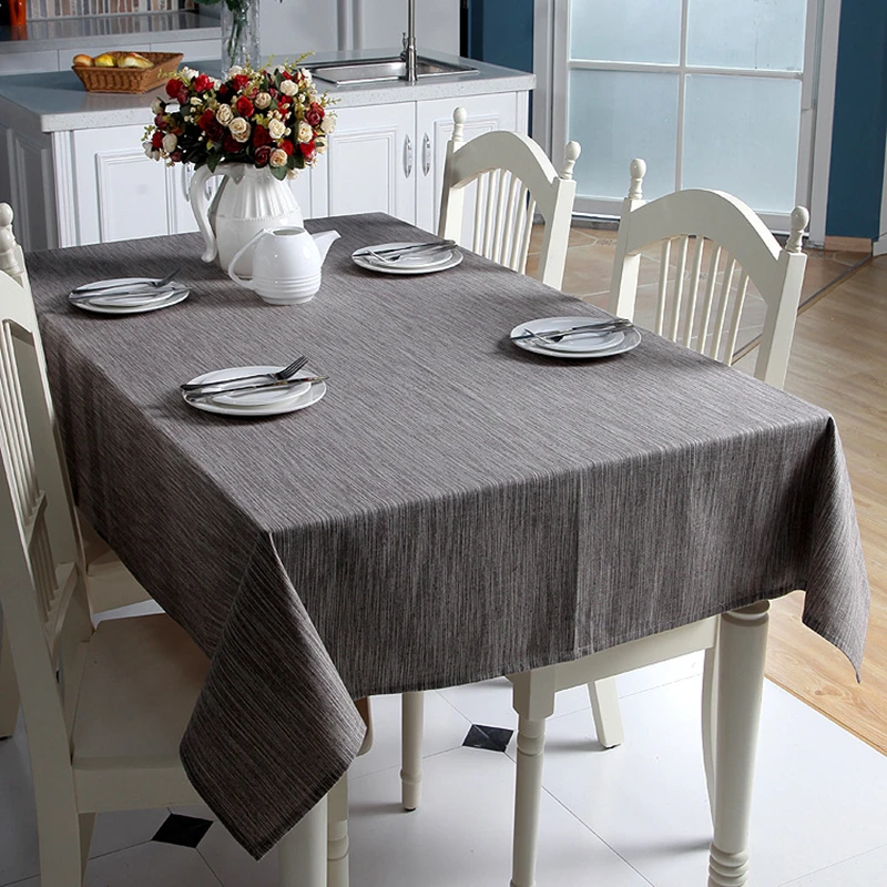 Korean Cotton Linen Tablecloth Solid Color Light Blue Dust-proof Table Cloth Wedding Banquet Rectangular Cover Cloth