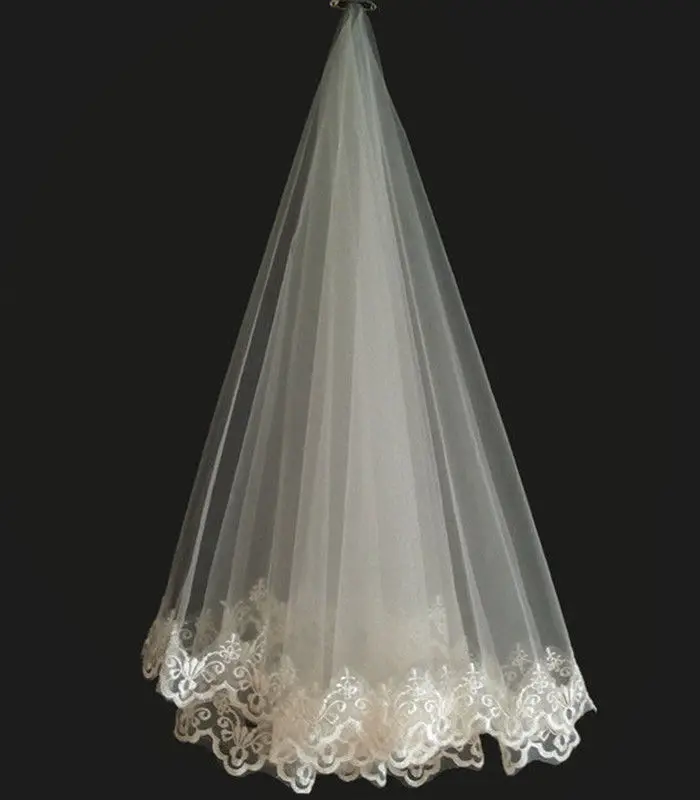 New Popular Bridal Veils Lace Edge Appliques Wedding Bride Veil