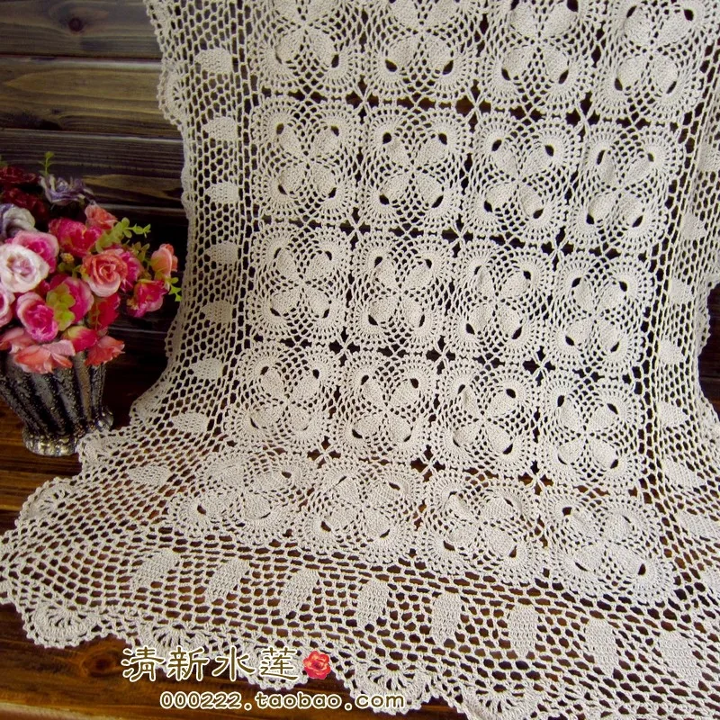 

free shipping cotton flower lace tablecloth for home decoration crochet tablecloth sofa towel fashion cotton piano cover