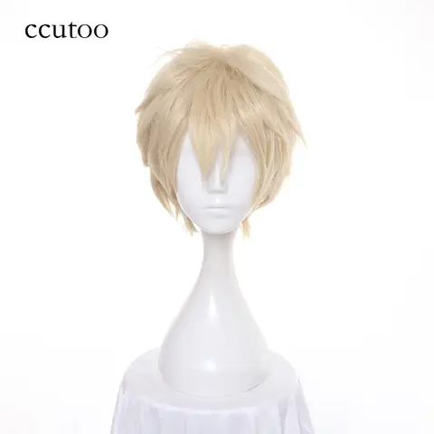 Ccutoo-12 인치 라이트 골든 짧은 푹신한 레이어드 합성 가발, APH Axis Powers 헤타 리아 잉글랜드 코스프레 가발, 내열성 헤어
