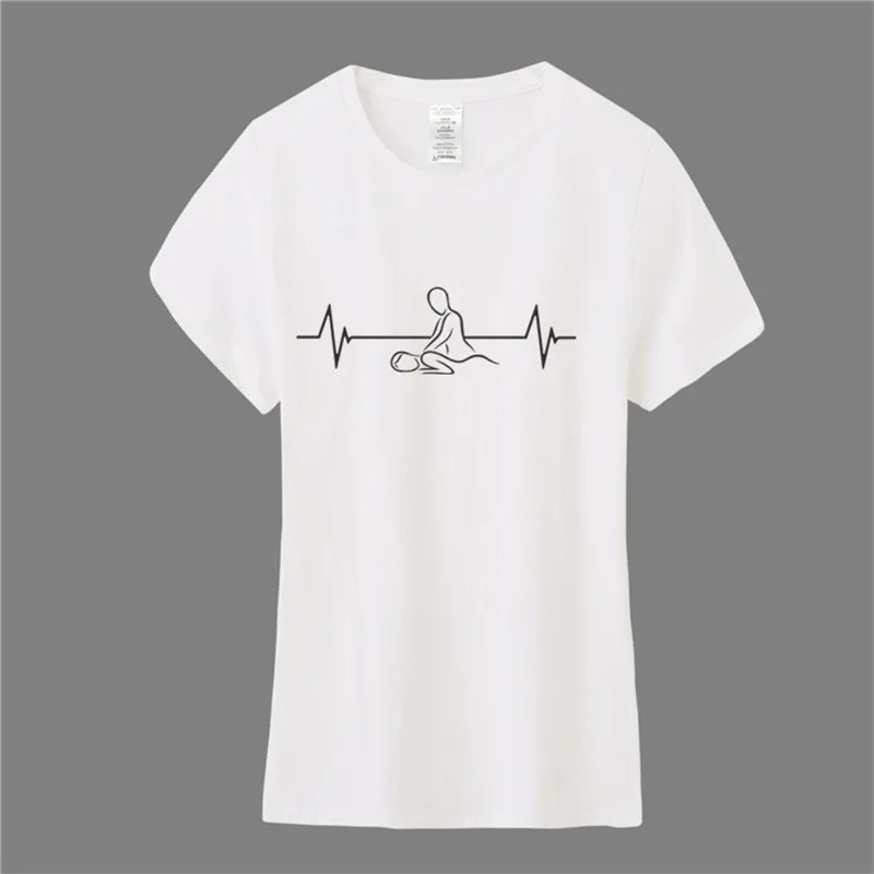 Heartbeat of Massage Therapist T Shirt Women Girl O-neck Cotton Short Sleeve Massage T-shirt Female Tops TM-015