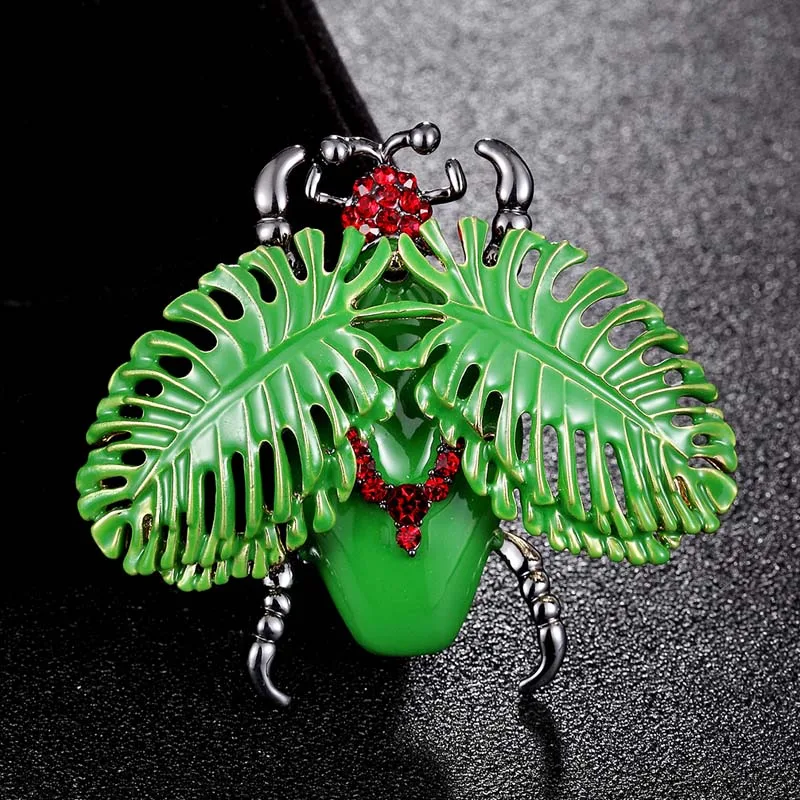 zlxgirl Green Insect Brooch For Men Jewelry Christmas Hijab Pins And Broaches Women\'s Enamel Pin Brooch Bags Accessories