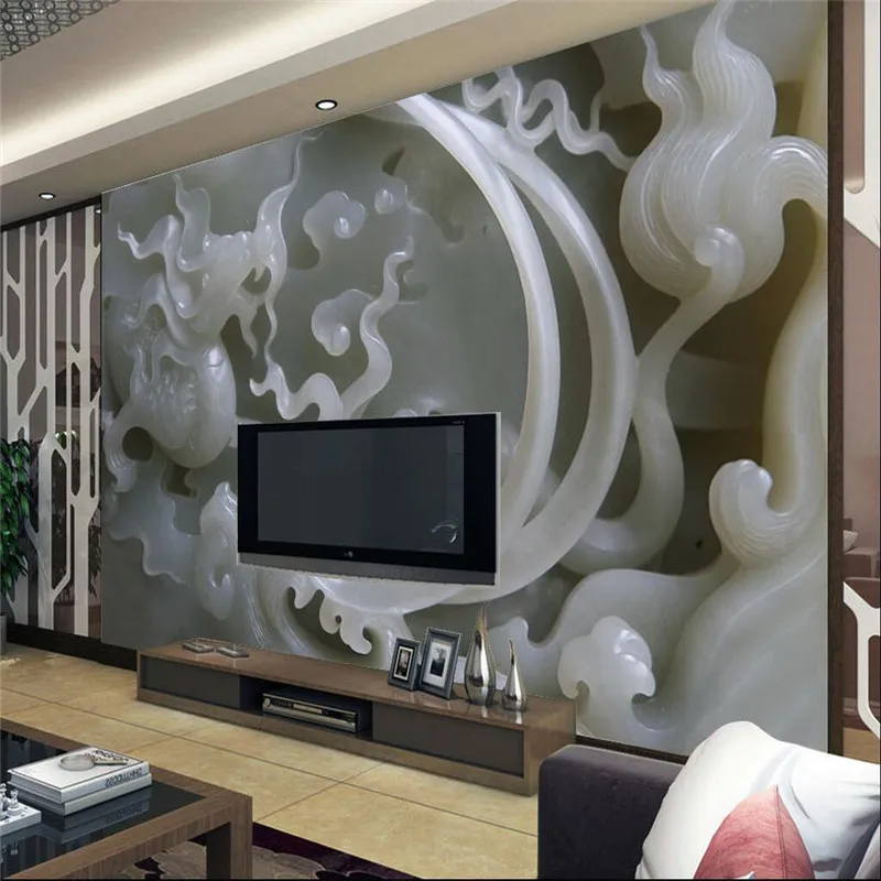 

beibehang wallpaper 3d Photo Background photography Chinese jade sculpture relief bedroom paper mural murals-3d papel de parede