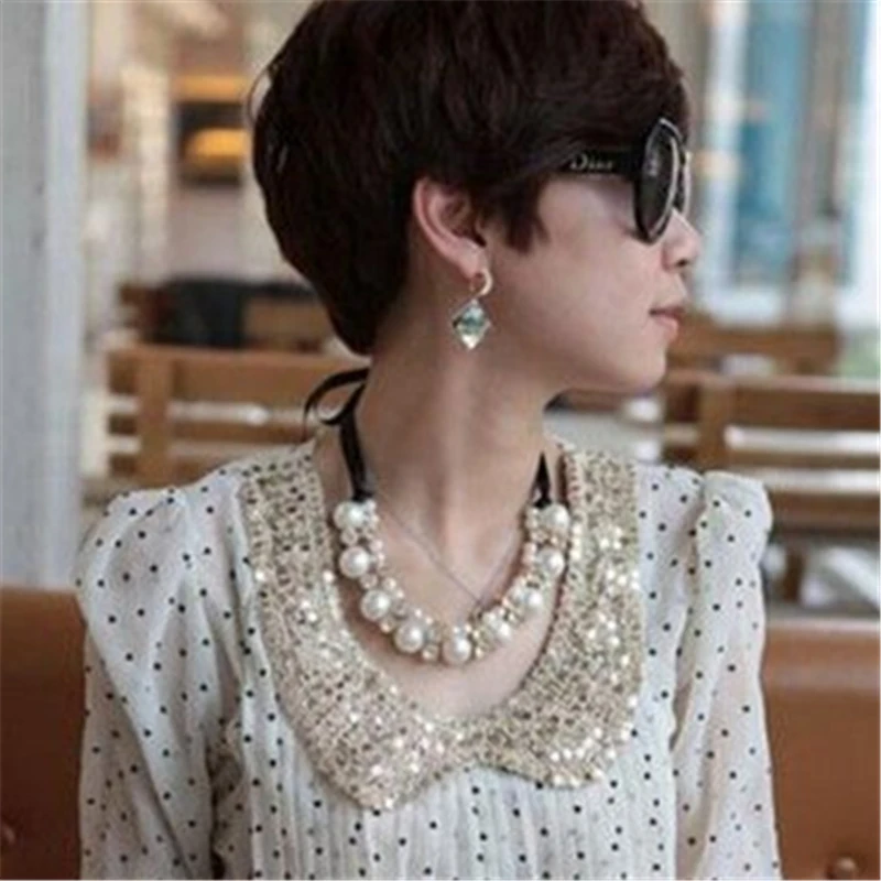 Korean Beads Crystal Lace Choker Necklace For Woman New Bohemian Fashion Jewelry Handmade Ethnic Statement Necklaces