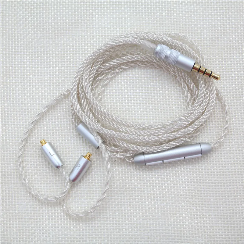 

8 strands single crystal copper silver plated earphone cable mmcx cable speaker cord