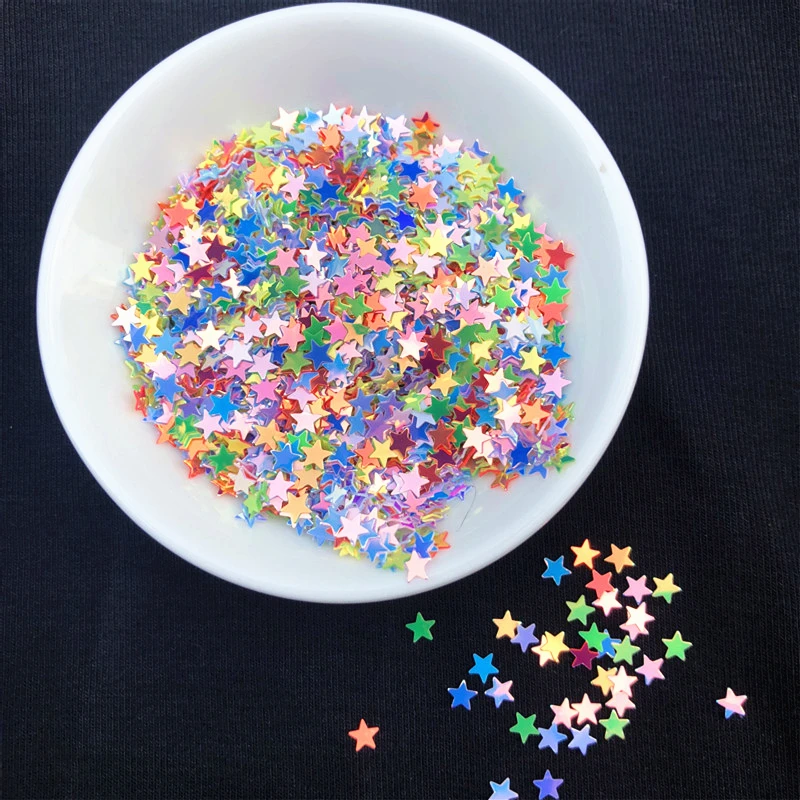 10g/Pack Glittering False Nail Star Sequins 4mm Star Glitter Paillettes powder Craft nail fabric sequin, Slime Wedding Decro