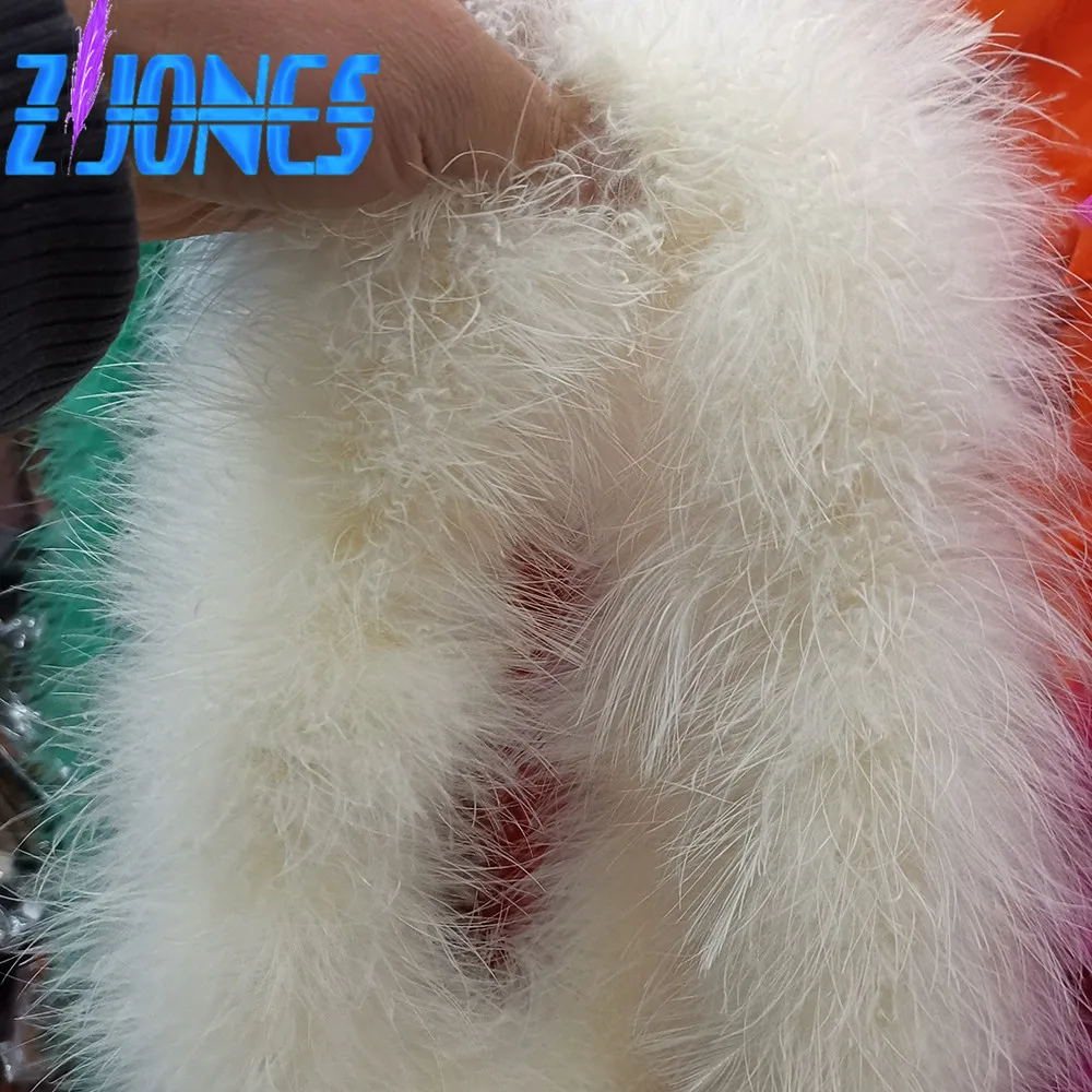 New Arrival Thicker 2 Meters 40g Fancy Soft Dyed Multicolored Turkey Feather Boa Marabou Feathers Scarf Clothing Wedding  Deco