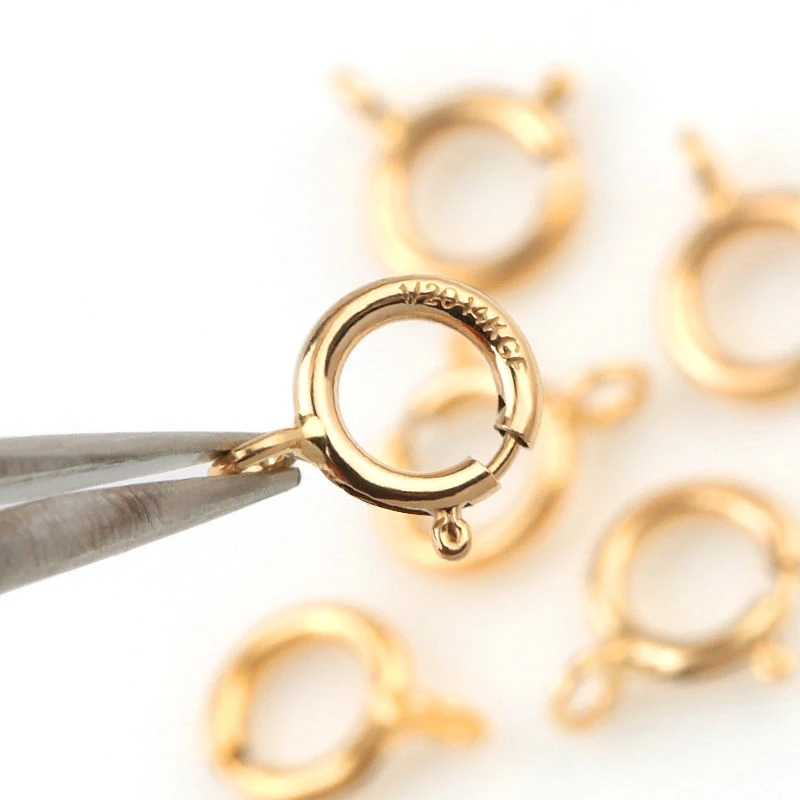 Best Quality A pair 5mm 6mm 14K gold filled Spring Ring Clasps Hooks 14K GOLD Connection For Necklace Bracelet DIY Buckle