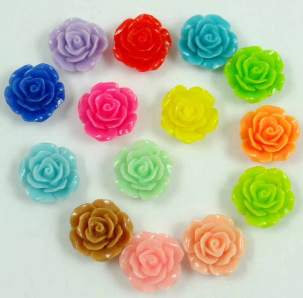 

Wholesale 100PCs various colors Rose Flower Shape Acrylic Beads Bracelet Necklace Jewery Findings 10mm 100Pcs/Bag