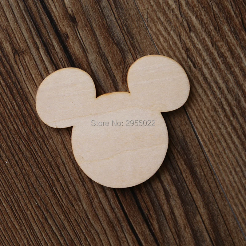 Wooden Mouse  Confetti, unfinished wood Mouse head, rustic Mouse decor,