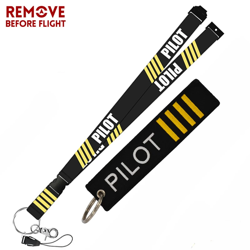 Remove Before Flight Fashion Jewelry Mixed Key Chain Safety Tag Embroidery Pilot Lanyard  for Key Ring Chain Aviation Gifts