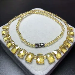 Natural Yellow Citrine Quartz Women Pendant Necklace Citrine Rectangle Beads Brazil Crystal Citrine Quartz AAAAAA