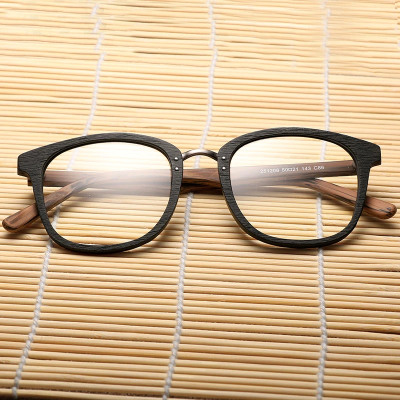 Men Women Myopia Glasses Wooden Frame with Clear Lenses Brand Design Eyeglass