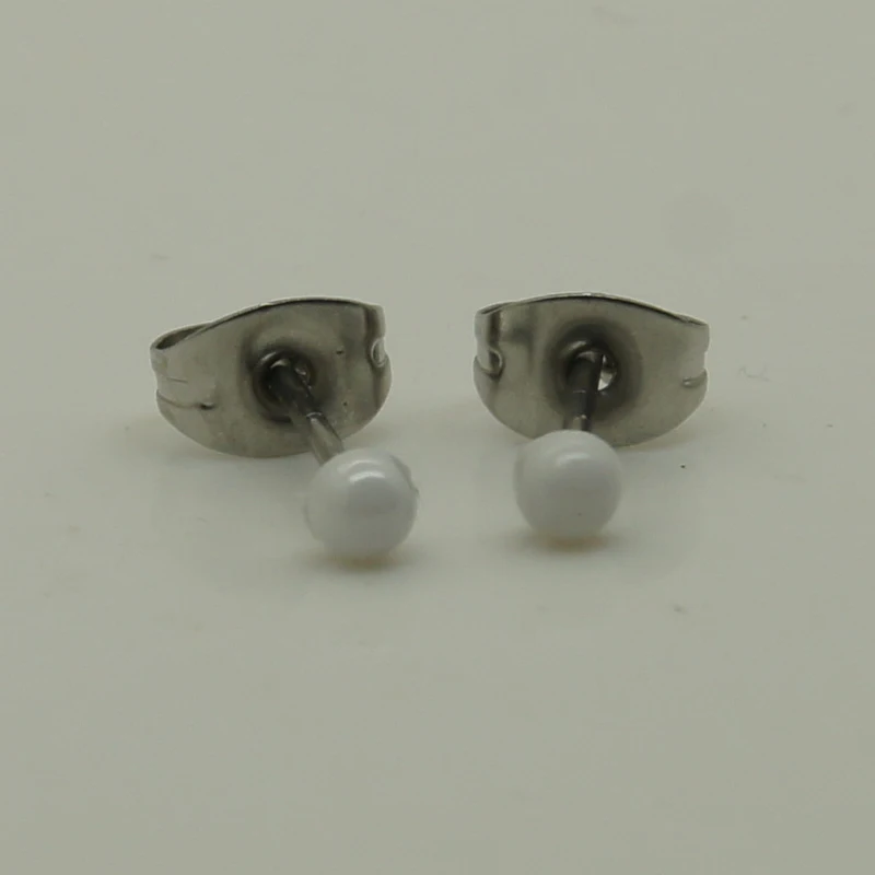 3mm diametre classic & elegant women/girl Hemispherical white hi tech scratch proof ceramic earring stud