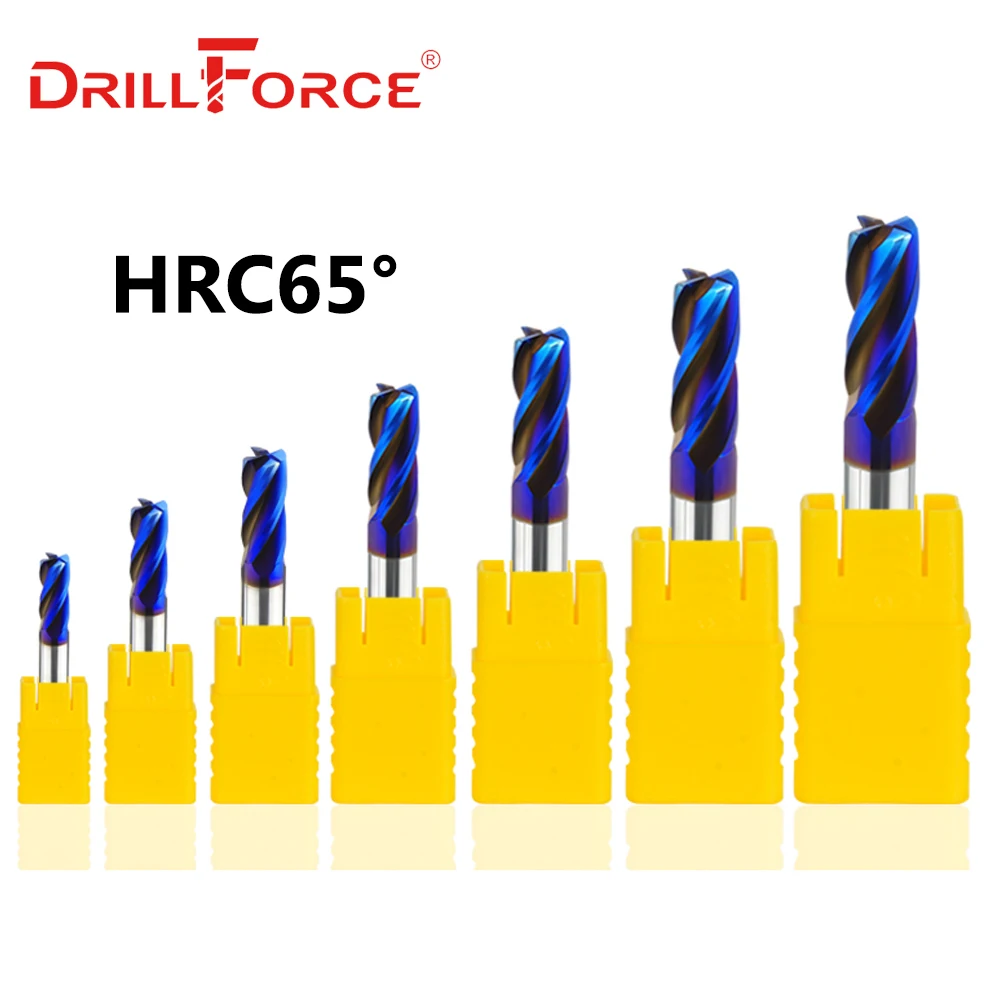 1PC 1R0.2-12R2 HRC65 Solid Carbide Tungsten 4 Flutes Radius Angle Corner Rounding End Mills Milling Cutter CNC Machining Tools