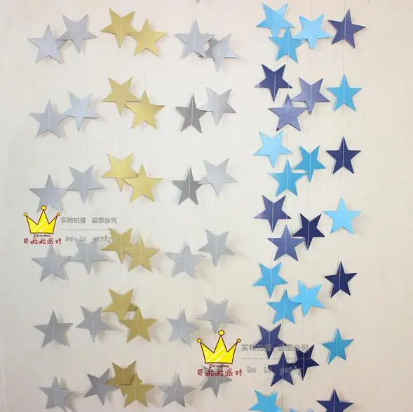 Baby Shower Wedding Party Bunting Star Paper 4m Decoration Banner Drop Garland