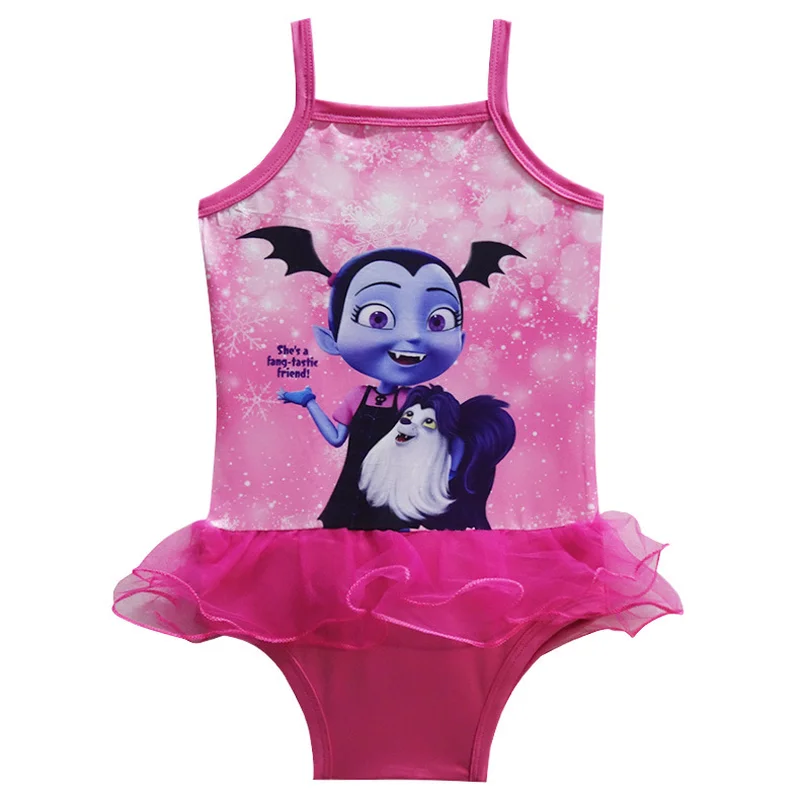 2018 nowy szlafrok fille Vampirina dziewczyny sukienka vaiana Bikini one piece Swim Bow wear dzieci mops dzieci trolle sukienka stroje kąpielowe