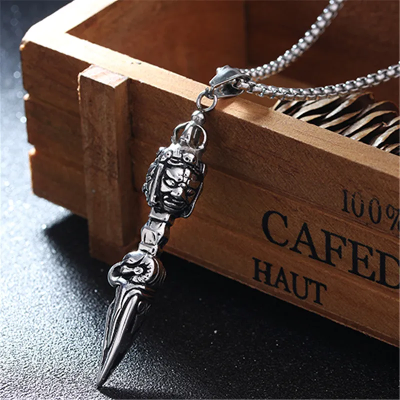 Stainless Steel All sides Buddha vajra Pendant Necklace Comprehensive Buddha Style Vajra Pendant Fashion Men Jewelry 24\