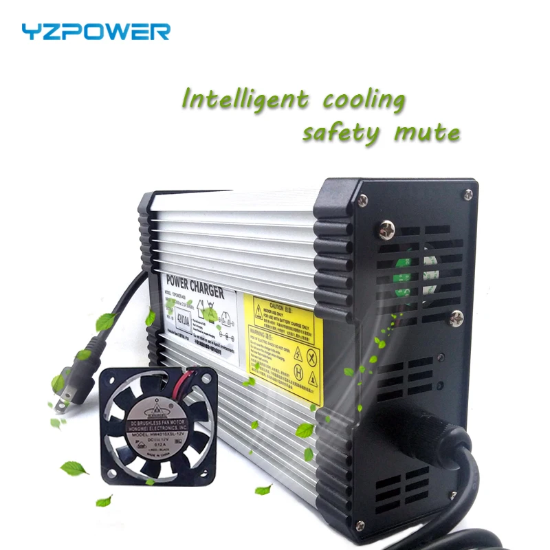 YZPOWER 100.8V 5A lithium battery charger 24S 90V charger input 110-240Vac DC with cooling fan fast charging