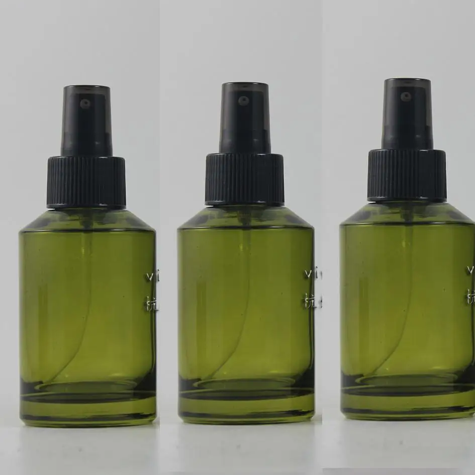 

125ml olive green Glass lotion bottle with black plastic pump,cosmetic packing,cosmetic bottle,packing for liquid