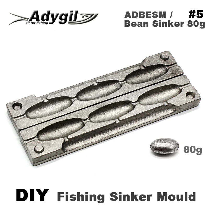 Adygil DIY Fishing Bean Sinker Mould ADBESM/#5 Bean Sinker 80g 3 Cavities