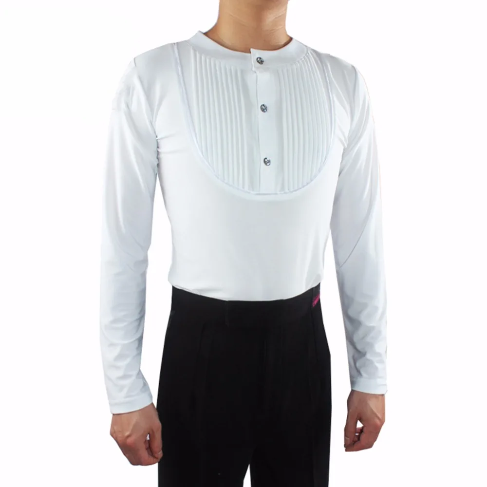 New Arrival Latin Dance Shirts For Males White/Black Tops Man Males Comfortable Wears Adult Presentation Ballroom Garment Q7042