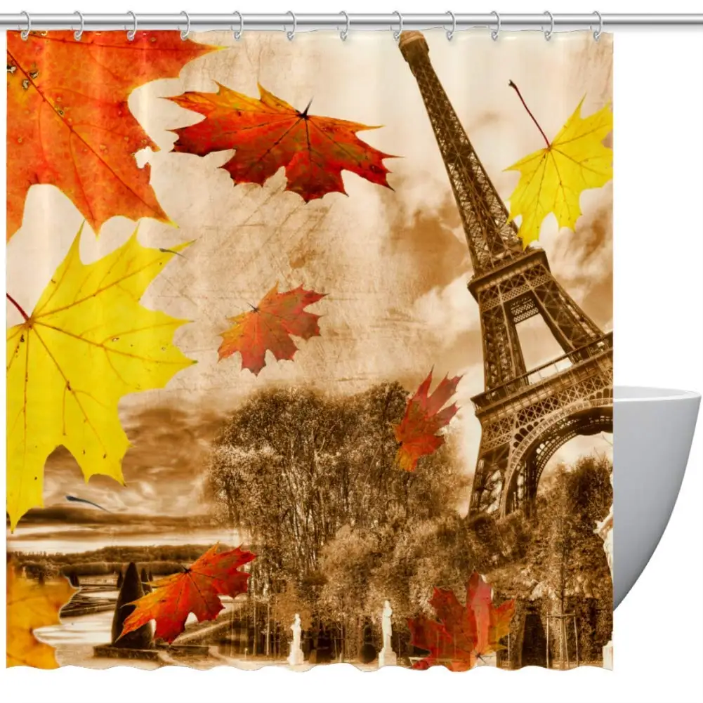 Paris Tower Shower Curtain Waterproof Bathroom Curtains