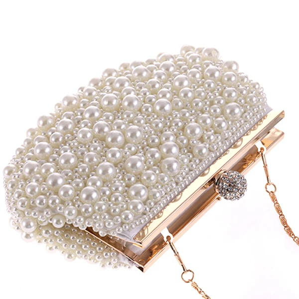 Evening Wedding Clutch Handbag Pearl Bag Dress Dinner Bag Small Purse Bridesmaid Handbag White