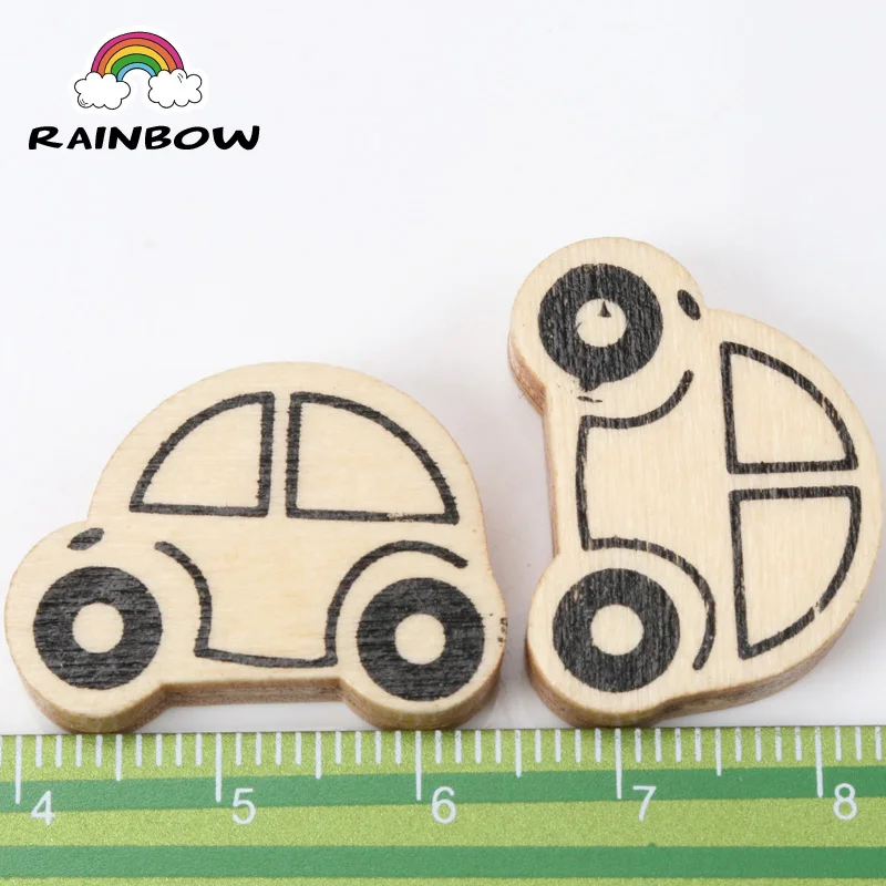 Wood Material Color Nature Car Pattern Wooden Spacer Beads For Jewelry Making DIY 20pcs 25x18mm