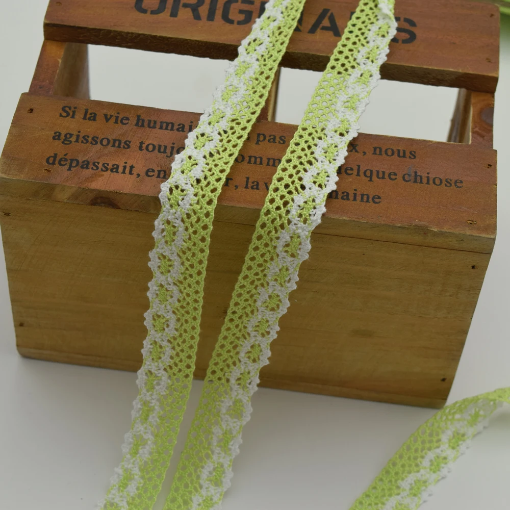 

200Yard Green and white color Cotton Lace Crochet Ribbon lace wholesale width 18mm .Lace Trim Edging Wedding