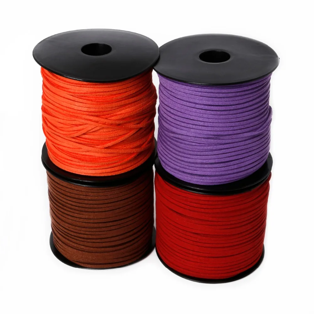 

2.8mm 100Yard Macrame Braided Faux Suede Cord Leather Lace DIY Handmade Beading Bracelet Jewelry Making Flat Thread String Rope