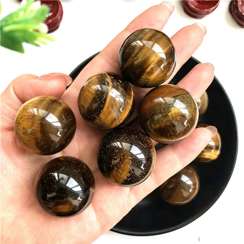 Dropshipping 1PC Natural Tiger Eye Crystal Sphere Ball Orb Gem Stone Healing Top Quality